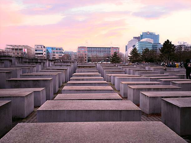 Berlin, Germany - February 1 2025: holocaust memorial in berlin, germany. abstract view to the sky.