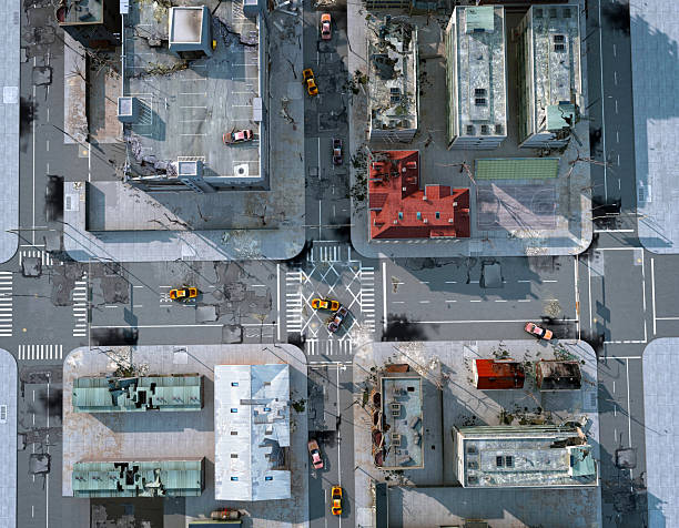 istock Ruined and Collapsed Buildings After Disaster, 3d rendering. 2250603541