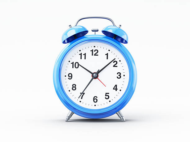 istock Blue alarm clock on an isolated white background - 3D Rendered Isolated Object (Clipping path Shadow+Model) 2250613742
