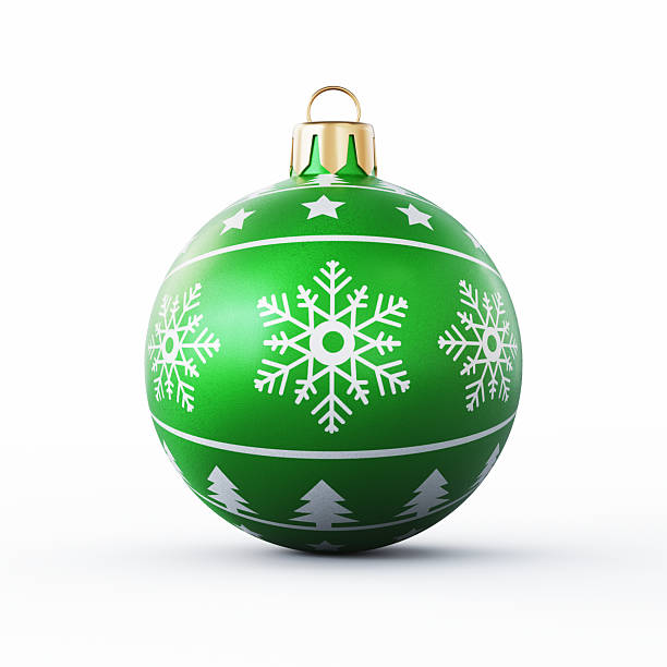 Green And White Textured Christmas Ball Isolated On White Background