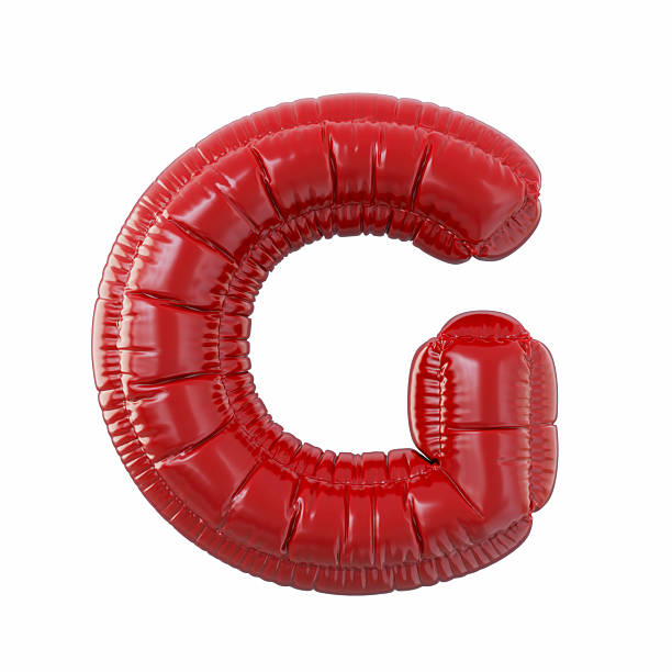 Red Color Letter G Balloon Isolated On White Background