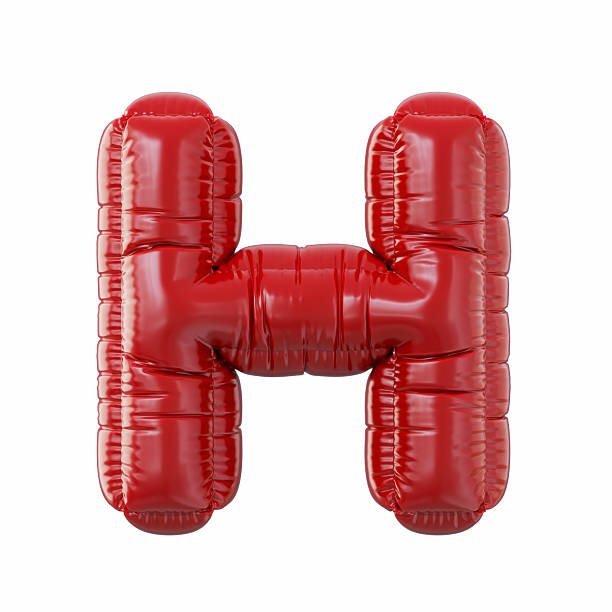 Red Color Letter H Balloon Isolated On White Background