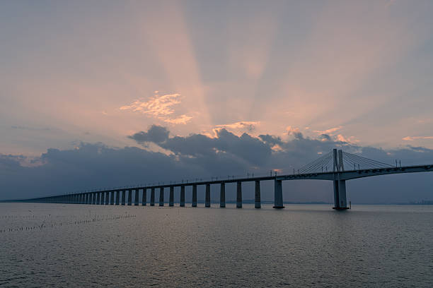 The cross-Sea bridge at sunrise