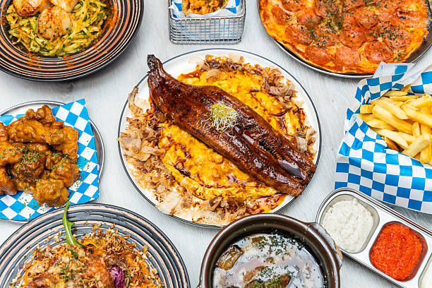 istock grilled eel scrambled egg pizza fries soup pasta rice chicken fusion 2250620712