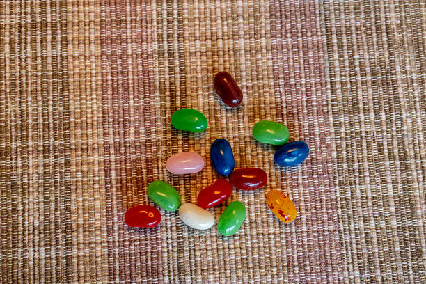 Textured abstract full frame background. Jelly beans.