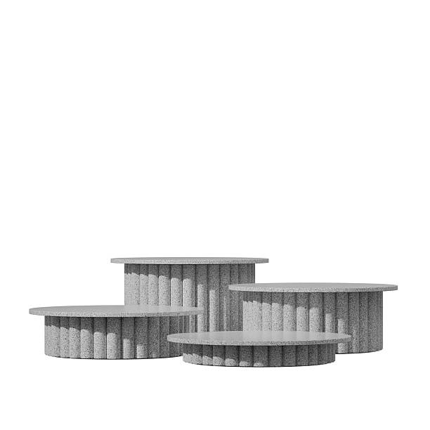 istock a 3d render mockup template of granite texture curved cylinder with cylinder and vase 2250622379