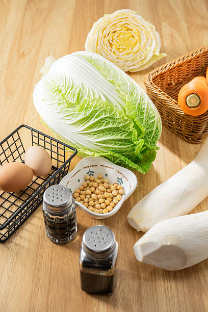 Cabbage, eggs, carrots, soybeans, king oyster mushrooms