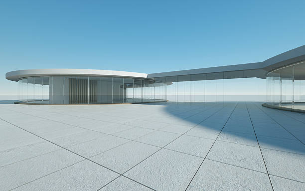 istock Modern minimalist architectural design with large glass windows 2250640301