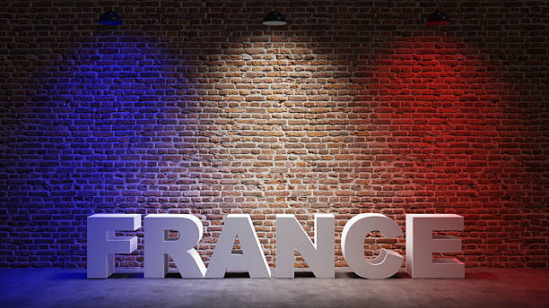 istock Brown brick wall background with spot lighting effect. Blue, red 2250643373