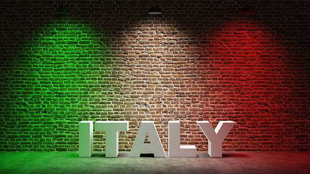 istock Brown brick wall background with spot lighting effect. Blue, red 2250643430