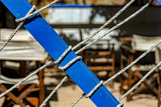 Pulley and some ropes on a military ship.