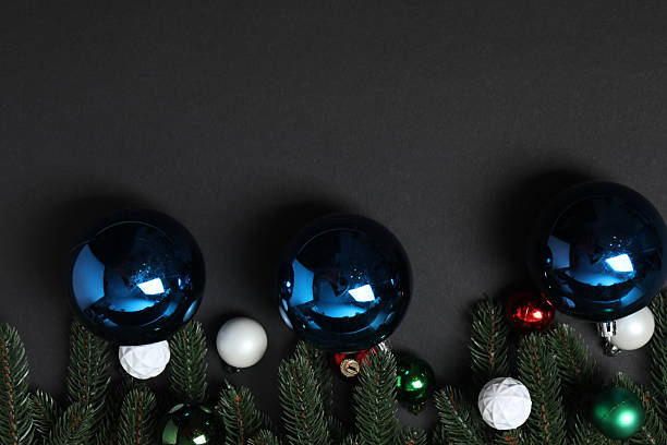 istock Christmas gift. Top view of image on black background with space for decoration. 2250652187