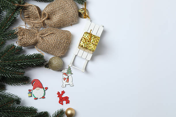istock Christmas gift. Top view of the image on a white background with space for decoration. 2250652584