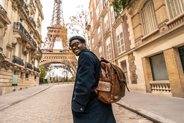 istock Young man traveling paris with eiffel tower 2250657351
