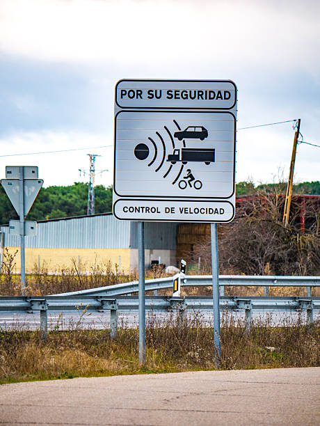 istock Speed ​​control traffic sign on a highway. 2250659782