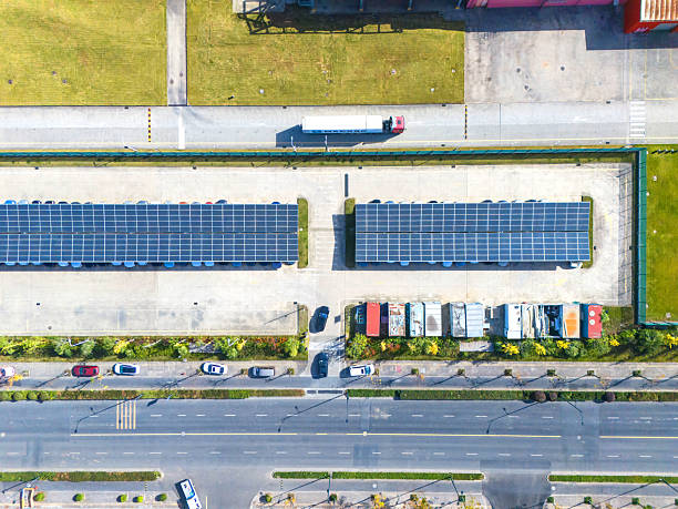 istock Solar panels on the factory building 2250663863