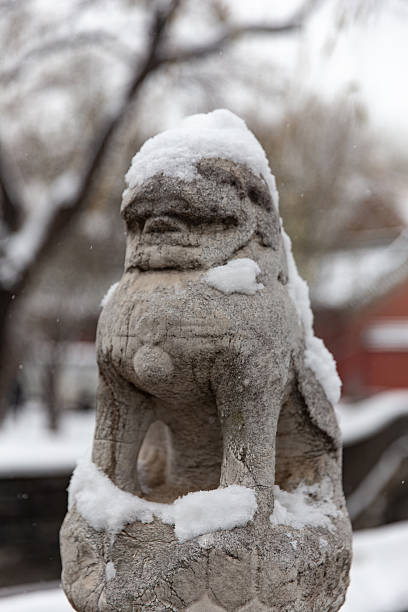 istock Forbidden City snow lion covered in snow 2250665044