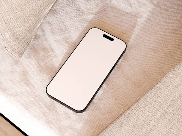 istock Modern phone screen mockup on a soft surface with light colors for app showcase. 2250668680