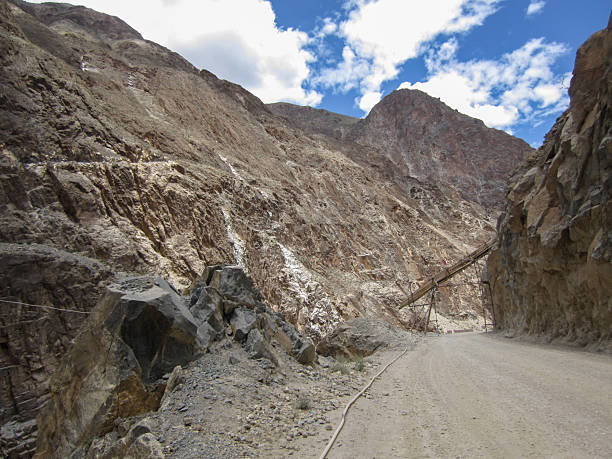istock Mountainous road with rocky cliffs under a blue sky 2250668932