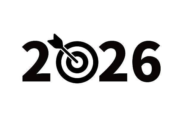 istock 2026 Target Arrow: A concept for the 2026 target, featuring stock illustrations of targets and dart arrows. 2250669506