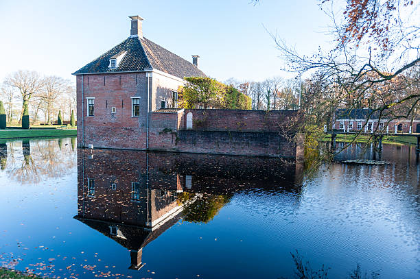 Het Hogeland, Netherlands - November 17, 2018. Outdoor scene showing the Verhildersum Borg main building in the Dutch province of Groningen.