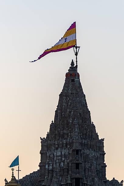 iconic dwarkadhish temple architecture captured in golden sunset light