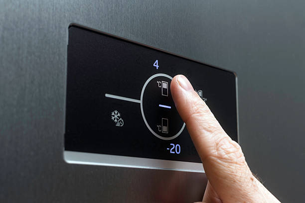 istock Human hand touches digital freezer control panel to set precise temperature, symbolizing home comfort, food safety and smart energy use 2250689878