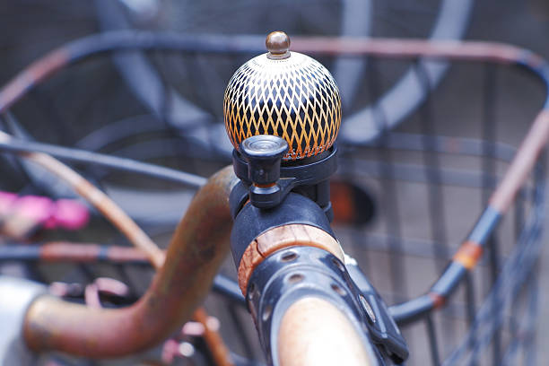 closeup detail ring bell of bicycle