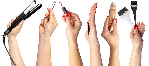 istock Hair styling tools are showcased by hands showing various beauty items in a bright setting 2250693293