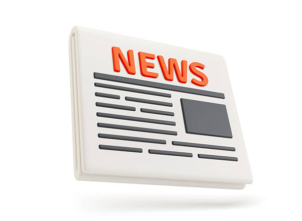 istock Newspaper 3d illustration. World press, publication with article headlines on pages, design elements on white background, Vector icons 2250693912