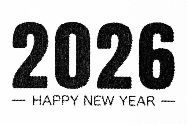 istock Macro Print Text 2026 Happy New Year in Black 2250706600