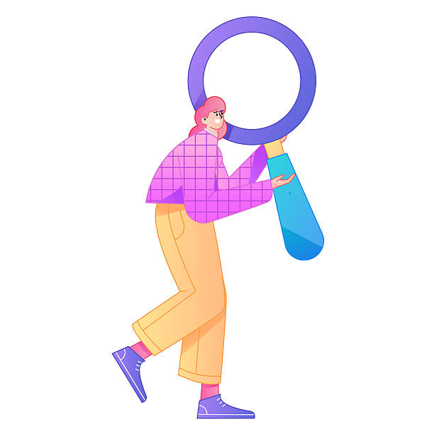 istock Vector illustration of a person holding a magnifying glass searching, studying, and observing. 2250711122