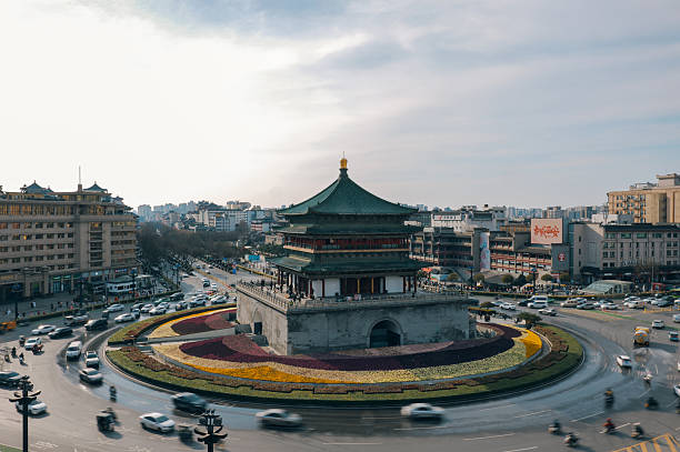 Skyline and the Bell Tower in Xi'an, Shaanxi, China