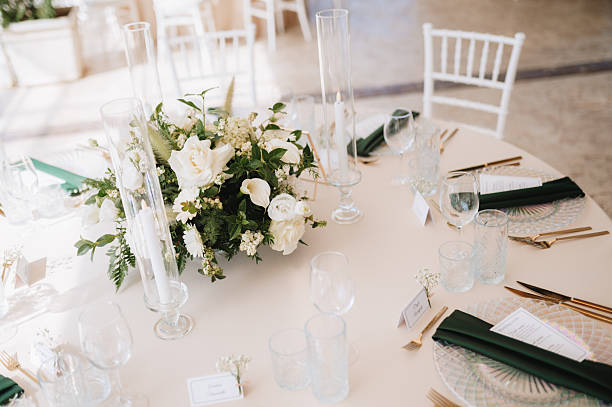 istock Wedding table with fresh flowers decoration. Forest / garden wedding 2250713187