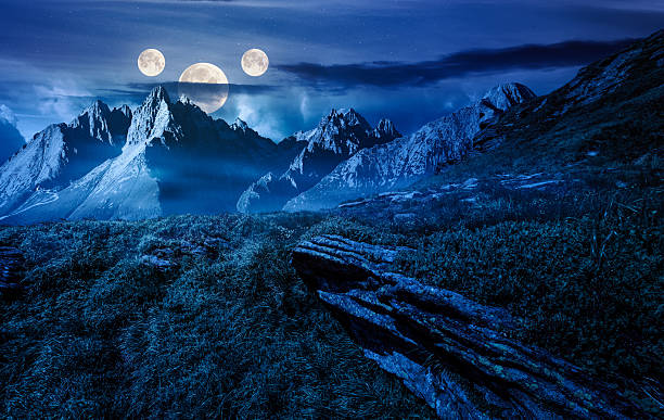 istock rocky peaks and rocks on hillside at night 2250713646