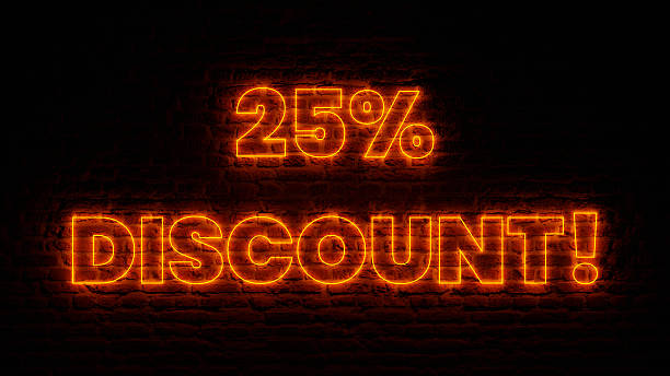 istock Neon 25 Percent Discount With Brick Background 2250717660