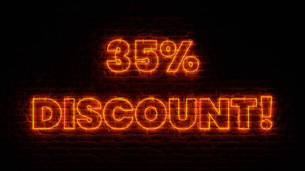 istock Neon 35 Percent Discount With Brick Background 2250717684