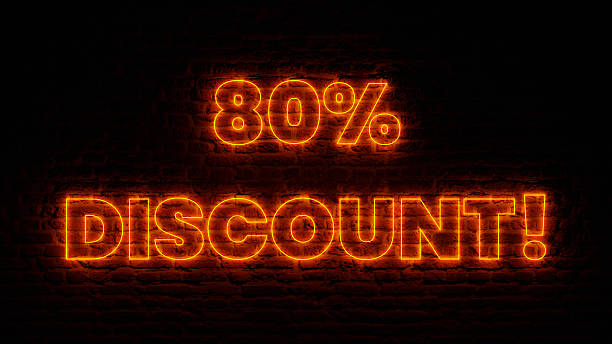 istock Neon 80 Percent Discount With Brick Background 2250718010