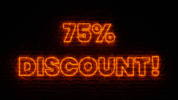 istock Neon 75 Percent Discount With Brick Background 2250718011
