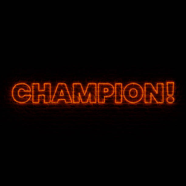 istock Neon CHAMPION With Dark Brick Background 2250718606