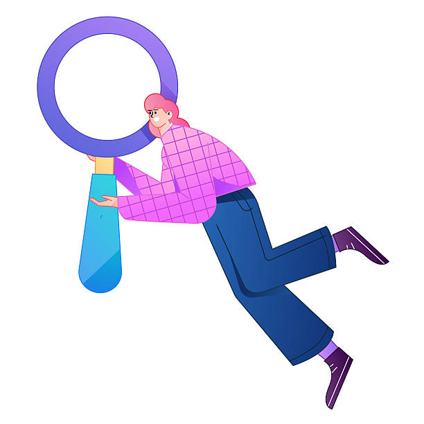 istock Vector illustration of a person holding a magnifying glass searching, studying, and observing. 2250724449