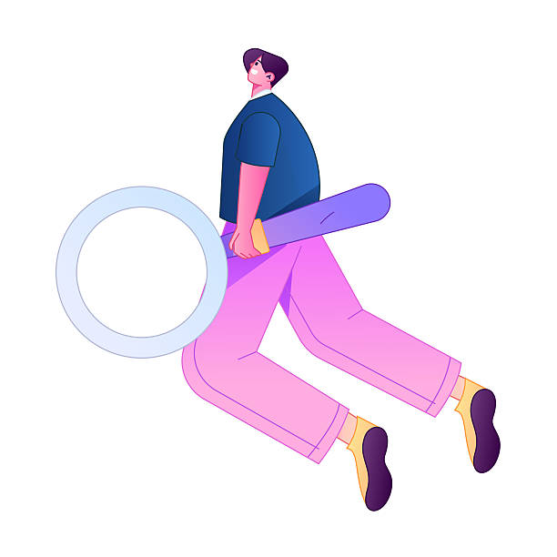 istock Vector illustration of a person holding a magnifying glass searching, studying, and observing. 2250724461