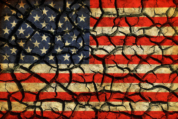 istock Cracked and Weathered USA Flag Texture Background 2250726159