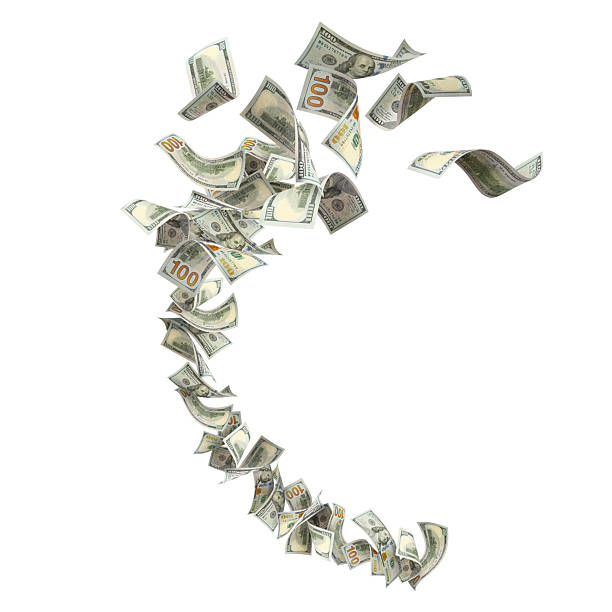 A guy in a suit and shirt throws dollars, dollars rain