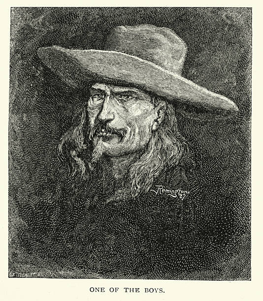 Cowboy, American Wild West, Sketch from Sheriff's work on a ranch by Theodore Roosevelt, 19th Century, Vintage illustration, 1880s