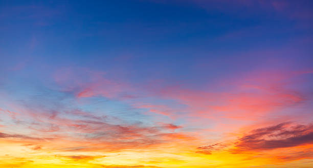 istock Clouds and sky at sunrise and sunset,Clouds and sky at sunrise and sunset,Sunset sky clouds in the evening with Orange gold sunlight in golden hour, Panoramic Horizon sky background 2250737280