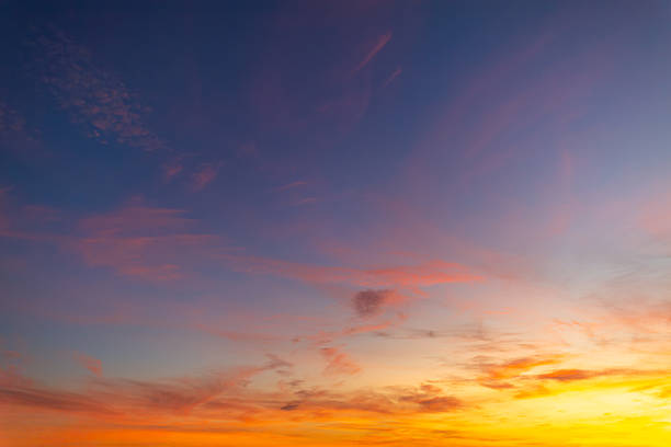 istock Clouds and sky at sunrise and sunset,Clouds and sky at sunrise and sunset,Sunset sky clouds in the evening with Orange gold sunlight in golden hour, Panoramic Horizon sky background 2250737283