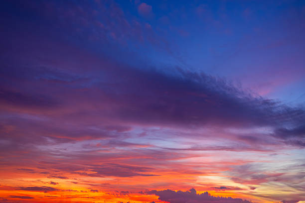 Clouds and sky at sunrise and sunset,Clouds and sky at sunrise and sunset,Sunset sky clouds in the evening with Orange gold sunlight in golden hour, Panoramic Horizon sky background