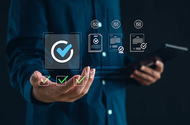 istock modern business concept showing quality assurance, ISO certification, and compliance management with digital checkmark icons, illustrating professional standards and efficient document verification. 2250741887