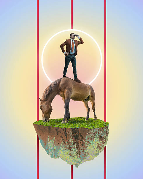 istock Businessman standing on a horse with binoculars 2250742908